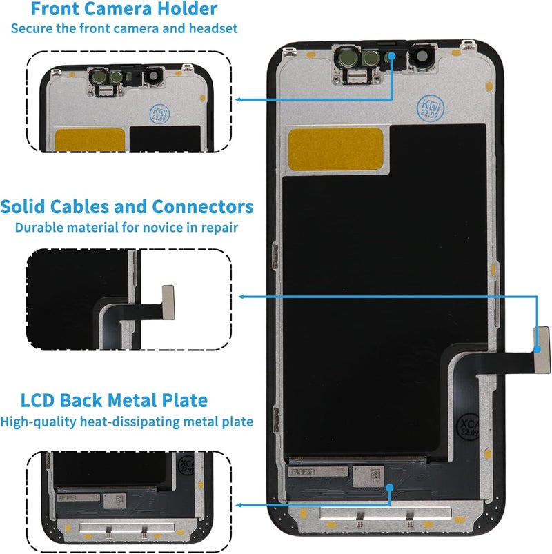 Ayake Store for iPhone 13 Mini Screen Replacement, 5.4 inch FHD LCD Display and Touch Digitizer Screen, True Tone Programmable, Face ID Remains (for A2481, A2626, A2628, A2629, A2630) - Image 2